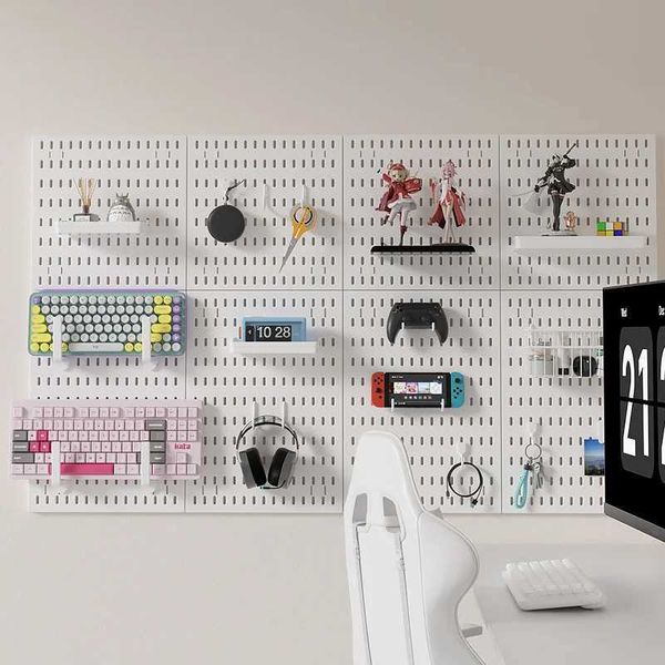 Storage Holders Racks Nordic Pegboard Wall DIY Door Organizer Mounted Rack Garage Panel Shelf Kitchen Display Shelf Accessory Organizer Perf