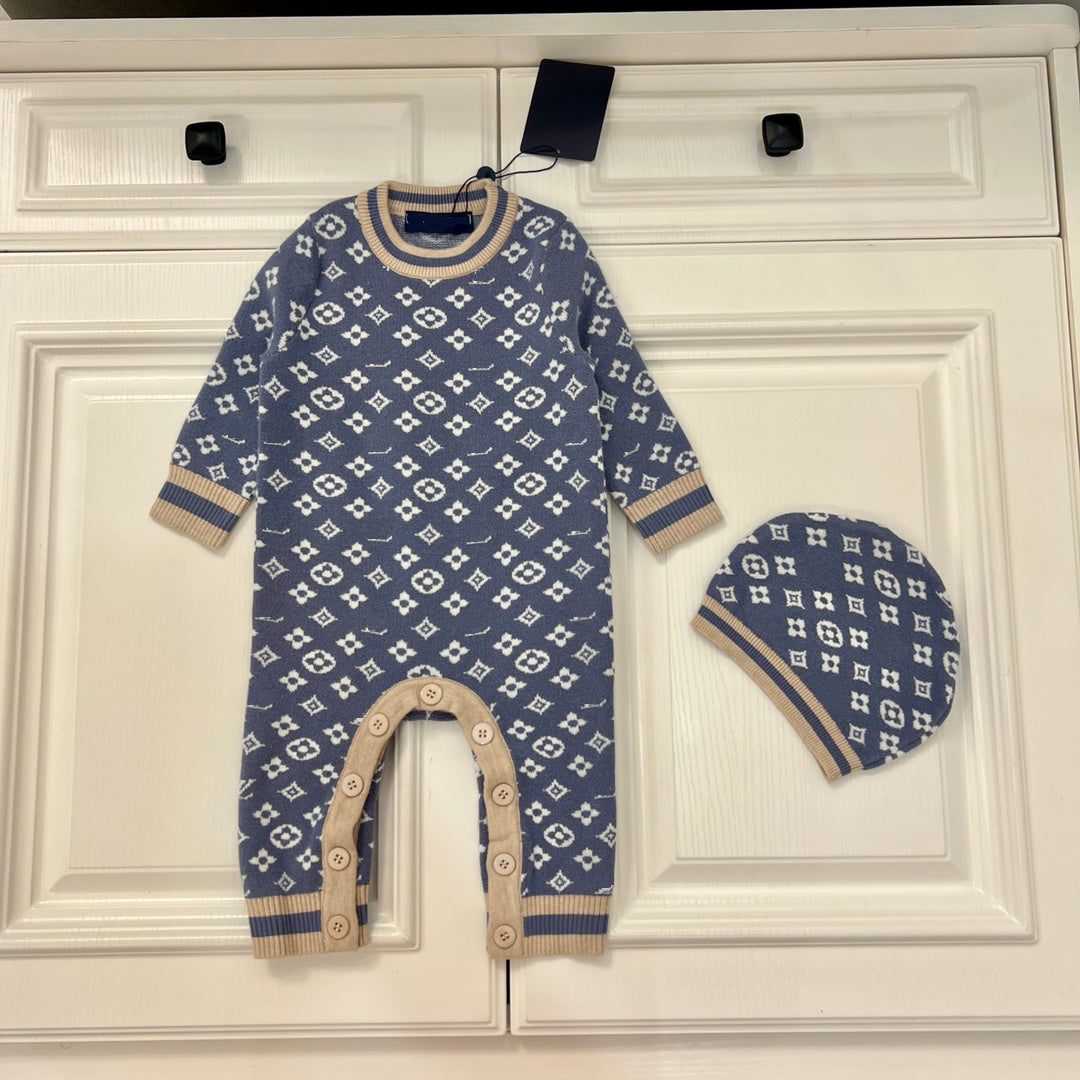 Baby Rompers Designer Kids Long Sleeve Jumpsuits Infant Girls Cotton cashmere knitting Romper 0-24 month LL1