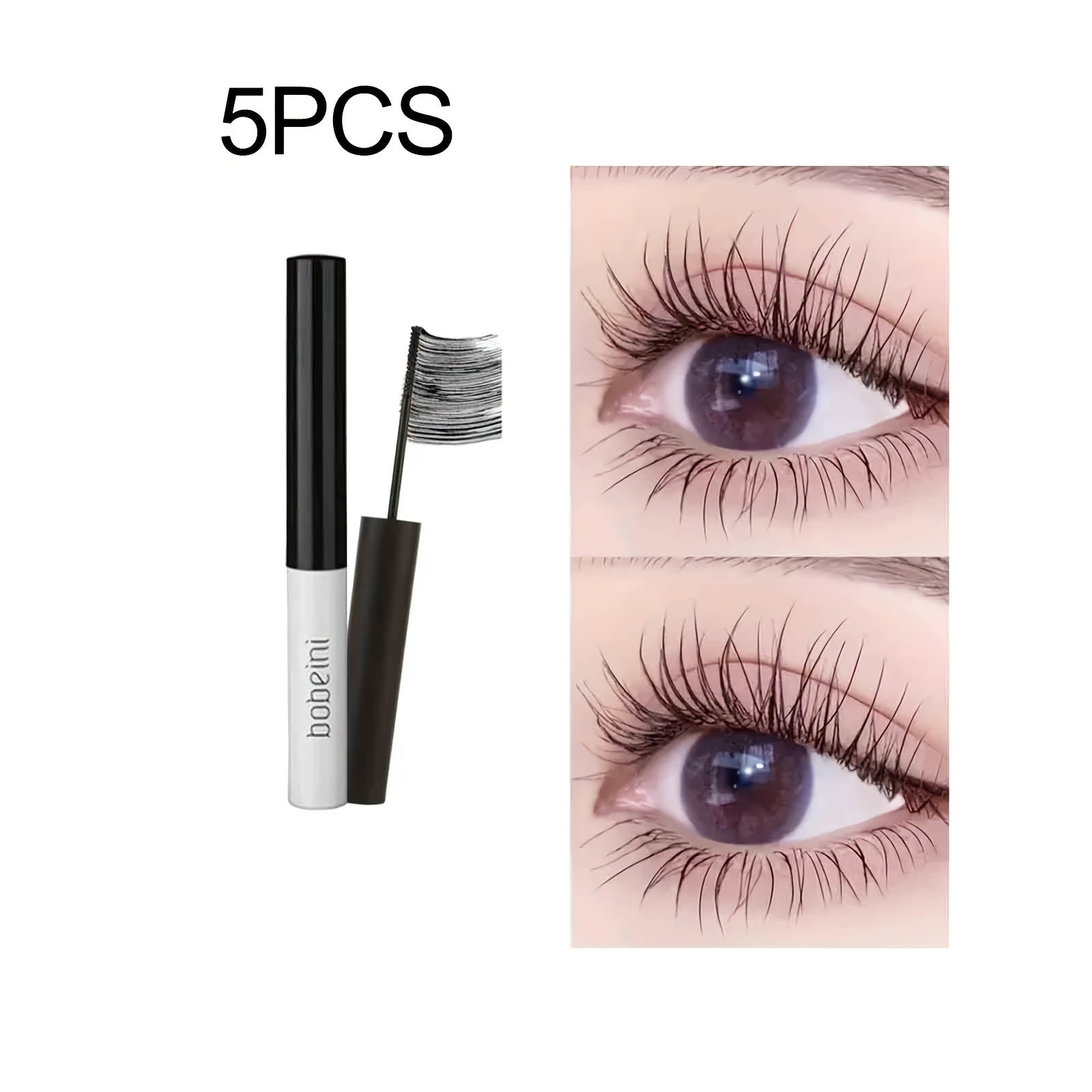 TEMU 5pcs 4d Fiber Black Mascara, Extra Fine Brush Head, Thin Curling & Thick Stretching, Sweatproof And Waterproof Eye Makeup, Sunflower Eyelash