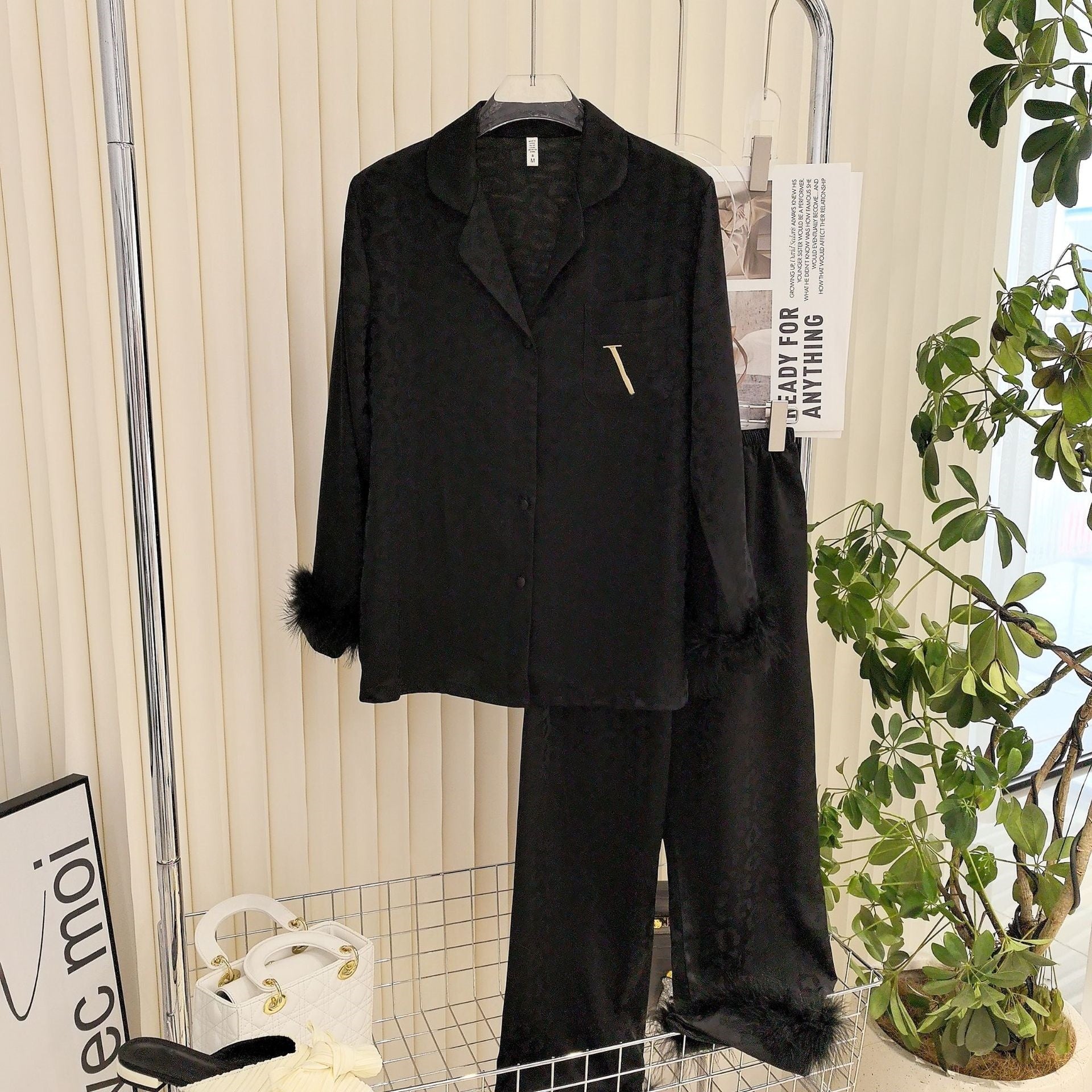 Designer Sleepwear Women Sleepwear 2 Pieces Set Summer Long sleeves Pajamas for Womens Long Satin Silk Ladies Luxury Pyjamas Home Wear Pjs Loungewea