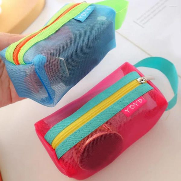 Cosmetic Bags Makeup Bag Travel Colorful Mesh Simple Organizer Women Lipstick Key Coin Purse Pouch Portable Storage