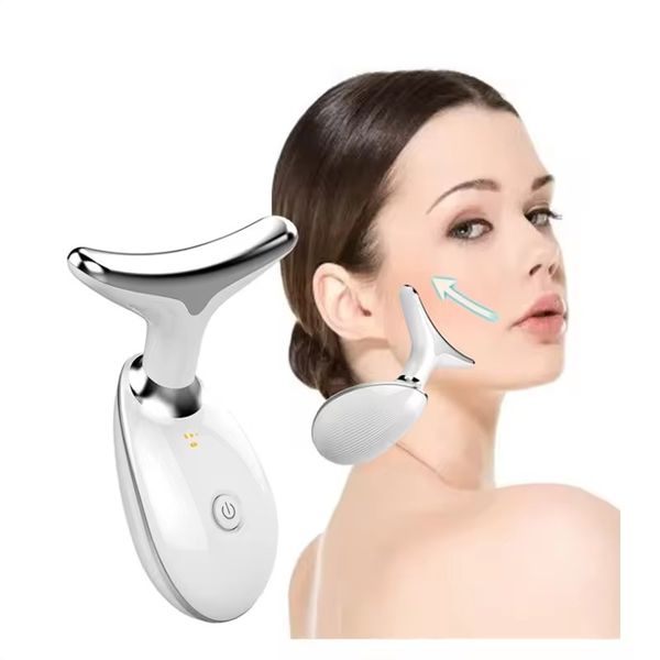 skin tightening facial lift neck lift beauty device 3 colors led photon therapy face and neck lifting massager