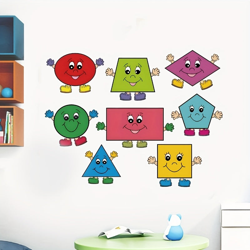 TEMU Geometric Stickers - Removable Self-adhesive Pvc Wall Decals For Bedroom, Living Room, Study - Classic Rectangular , Easy Home Decor, Bedroom