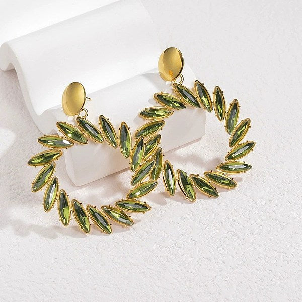 Boucles d'oreilles pendantes en verre et acier inoxydable 304 pour femmes