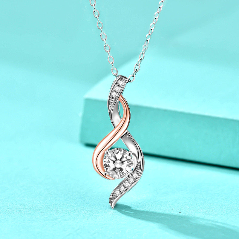 Chic Cubic Zirconia Inlaid 925 Silver Ribbon Pendent - A Radiant Addition To Your Jewellery Collectio