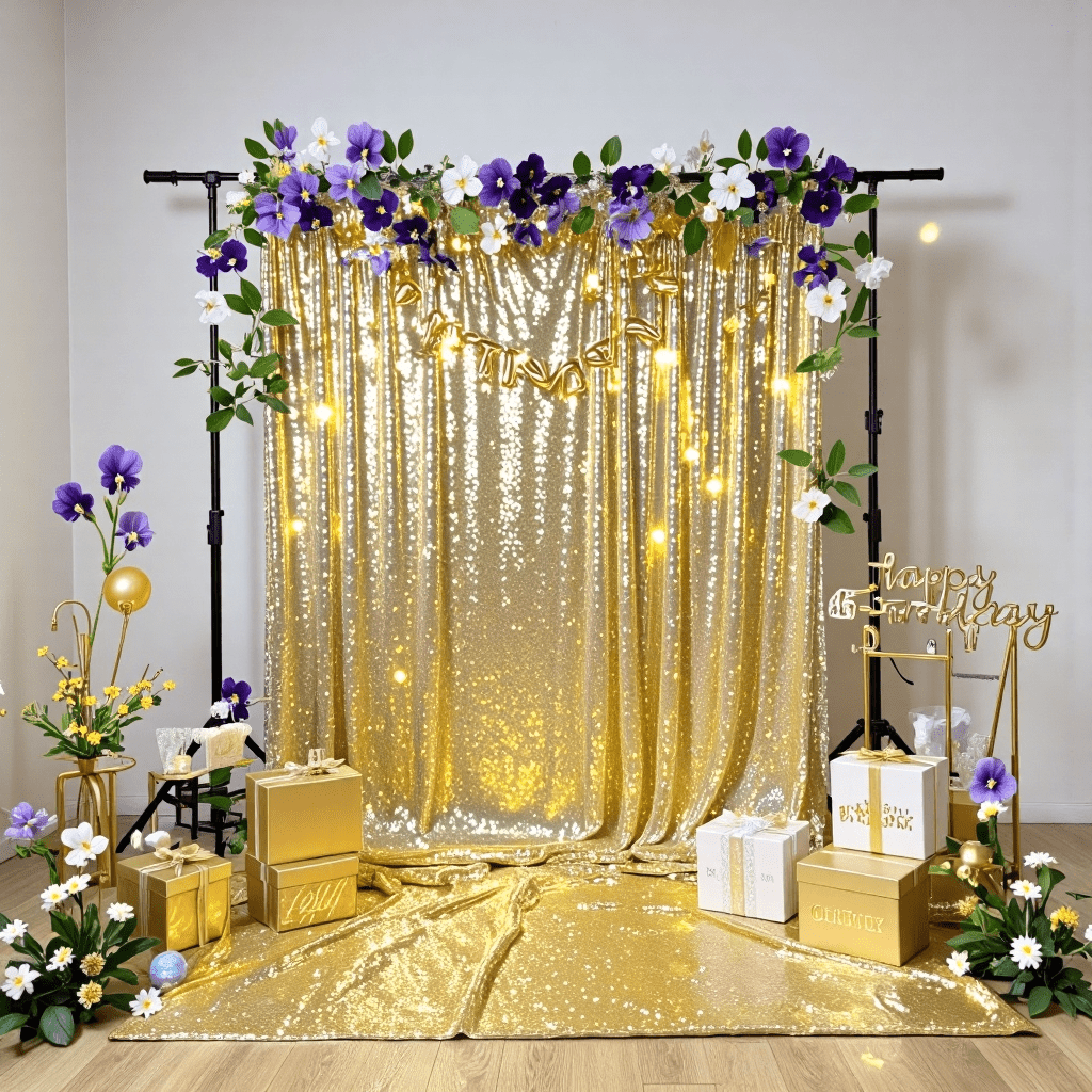 TEMU 1pc Golden Sequin Backdrop Curtain With Top Rod , , Premium Party Decor For Weddings, Birthdays, Bachelorette Parties, Christmas & Family –