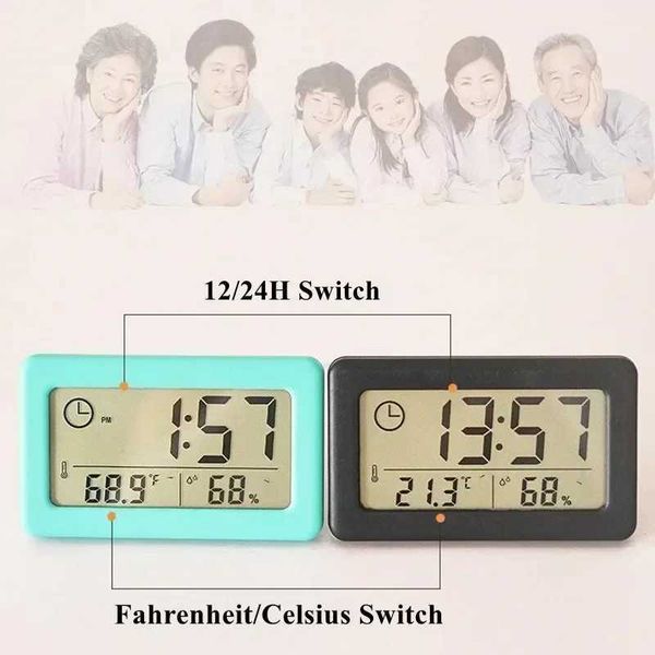 Digital Alarm Clock Hygrometer Electronic By Portable Temperature and Humidity Battery Mini Electronics Household Use Wall Table Y240904