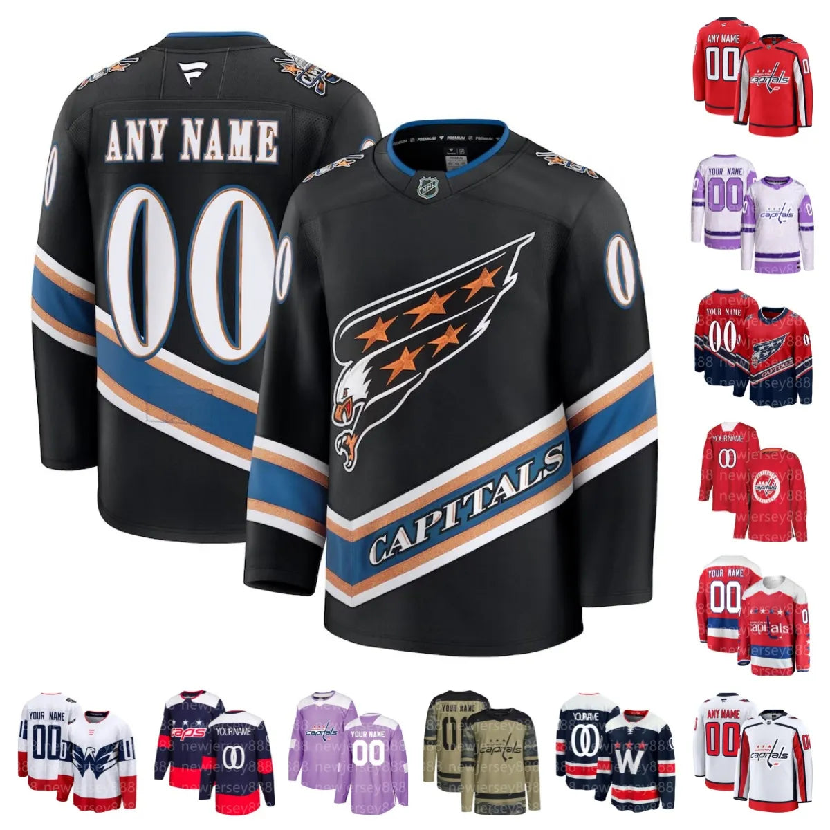 Washington Men Ice Hockey Home Premium Capital Jersey Size S-3XL Alexander Ovechkin