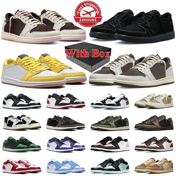 Free Shipping With Box Men Women Basketball Shoes Olive Brown Mocha Black White Court Purple Grey Designer Sneakers Jumpmaan 1 low mens trai