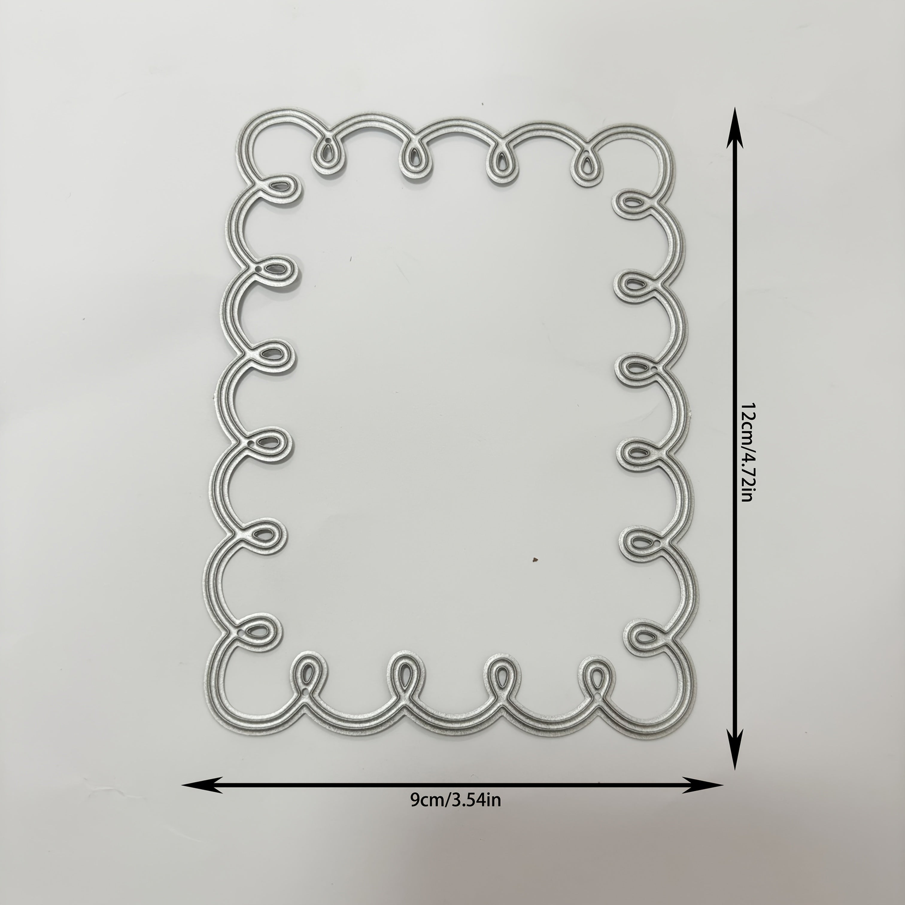 TEMU Silvery Gray Metallic Wave Border For Diy Scrapbooking, Card Making, Embossing, Album Craft Decoration - Artistic Themed Metal Die Cuts For