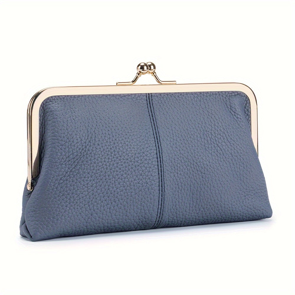 TEMU Trendy Genuine Leather Wallet, Solid Color Card Holder, Perfect Clutch Bag For Daily Use