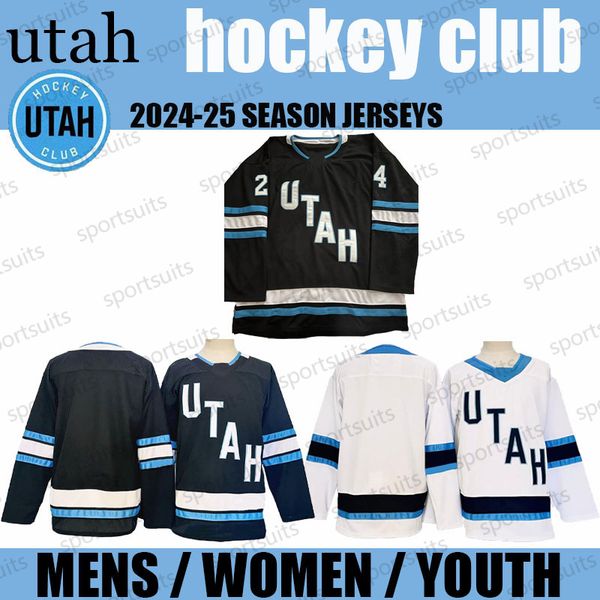2024-25 Season utah hockey jersey mens womens youth customized Jersey Long sleeves Black white Jersey