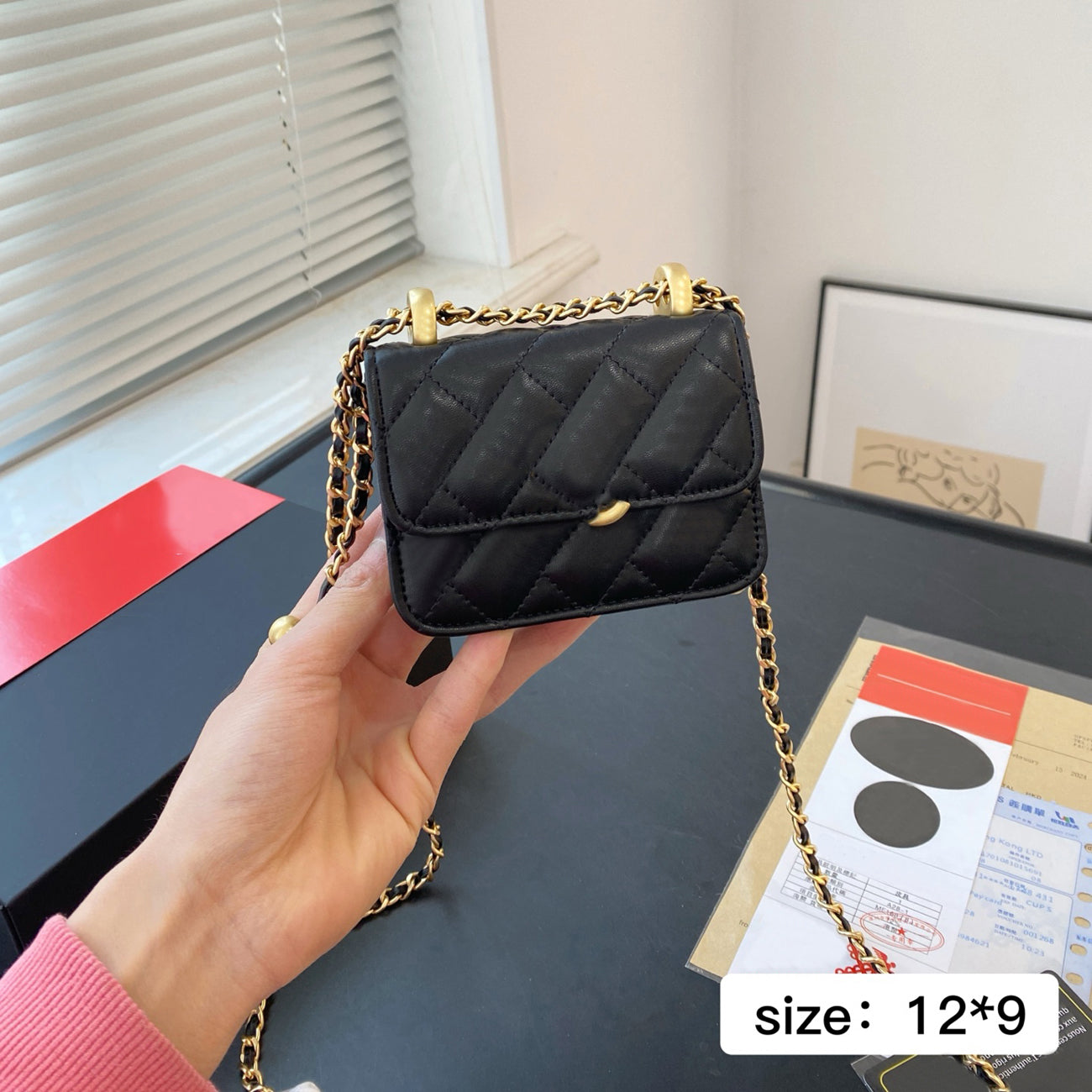 Designer Bag Mini Women Bag handbag Golden Ball chain plaid wallet 12CM double letter solid buckle Shoulder bag sheepskin caviar pattern evening bag