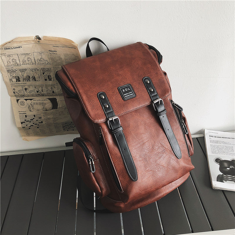 Factory outlet men handbag street trend belt decoration mens backpack outdoor leisure leather backpacks grey leathers messenger bag 6795#