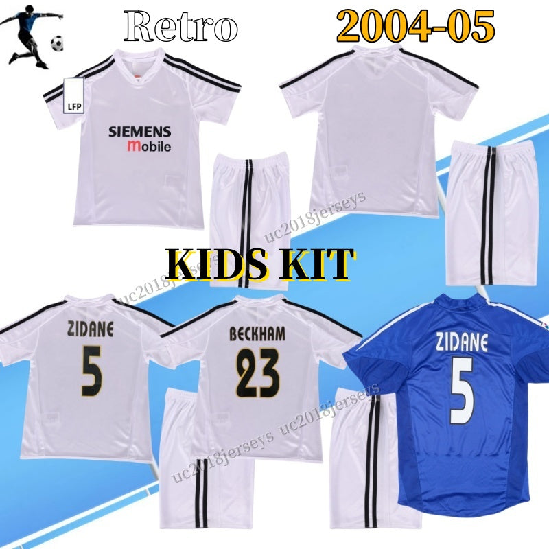 Kids kit Retro 2004-05 home ZIDANE soccer jerseys Children 04 05 Madrids RAUL vintage classic football shirt youths jersey