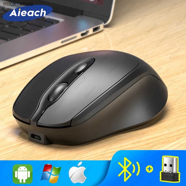 Mice Aieach Rechargeable Wireless Bluetooth Silent WIRELESS COMPUT MOUS USB Ergonomic Gamer Mouse For Computer Laptop Macbook J241220