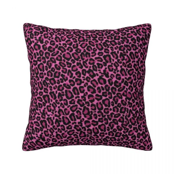 Funky Leopard Print pillow Case Pink Black Spots Print Spring Colored pillowcase Polyester Cushion Zipper CoverM240717