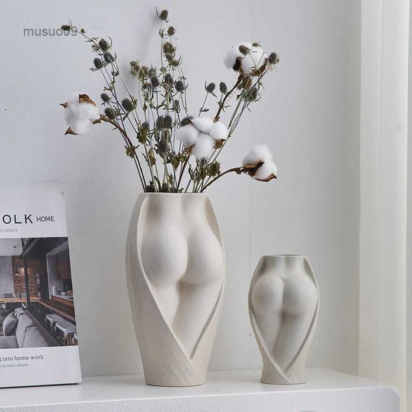 Vases Decorative vases for flowers modern flower vase decoration home room decor nordic ceramic vase dried flower pots art plant potL23-10-2