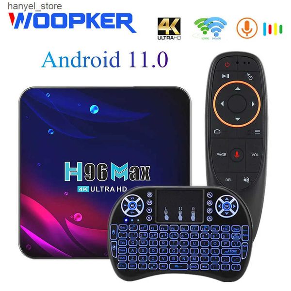 Android TV Box Woopker H96 MAX Smart TV Box Android 11 Rockchip RK3318 4K HD Media Player 2.4G-5G Dual Wifi Bluetooth Google Voice Set Top B