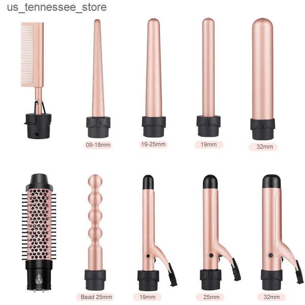 Hair Curlers Straighteners Customizable 10 in 1Hair Waver Curling Iron 0.7-1.25Inch Professional Curling Iron with Hair Straightener Brush f