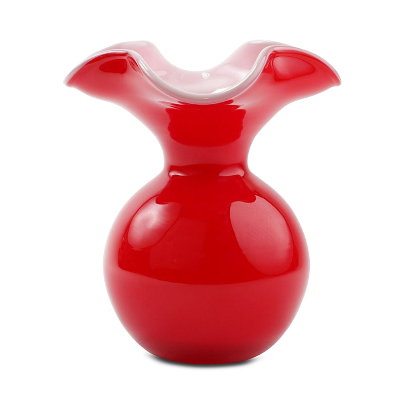 Vietri Hibiscus Glass Red Small Fluted Vase