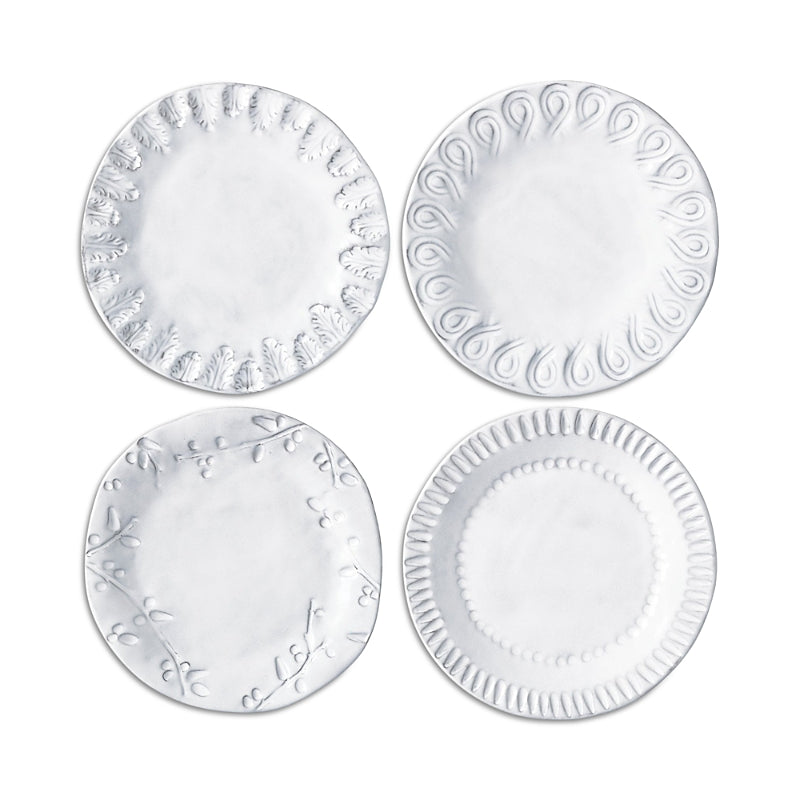 Vietri Incanto Stone Assorted Canape Plates, Set of 4