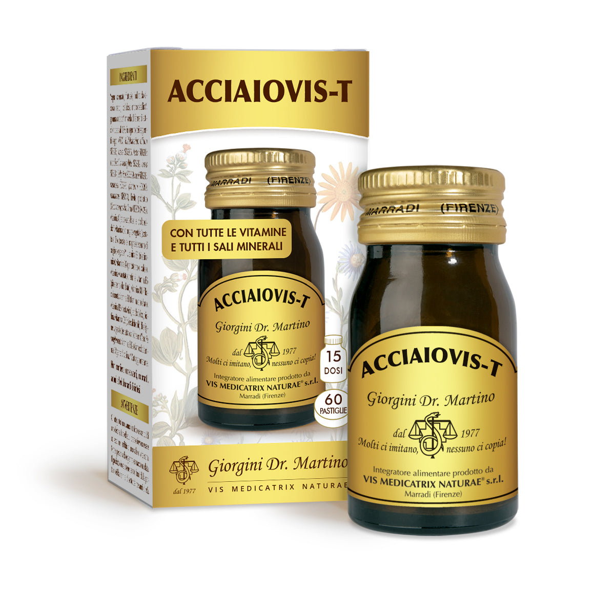 Dr Giorgini Acciaiovis-T 60 tabletter à 500 mg - 30 g