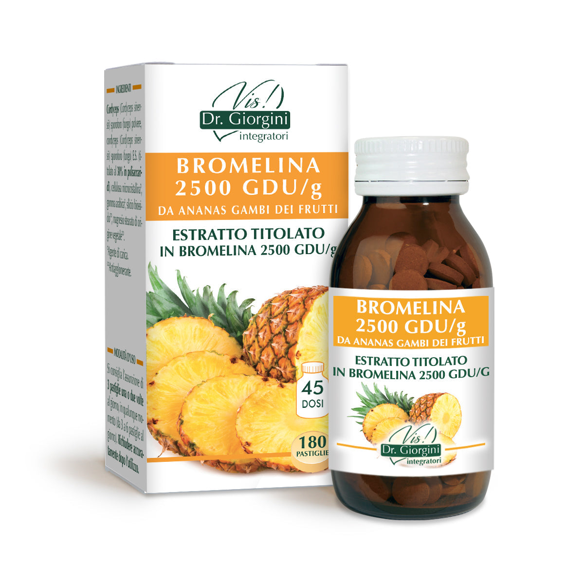 Dr Giorgini Bromelain 2500 gdu-g aus Ananas 90 g - 180 Tabletten à 500 mg