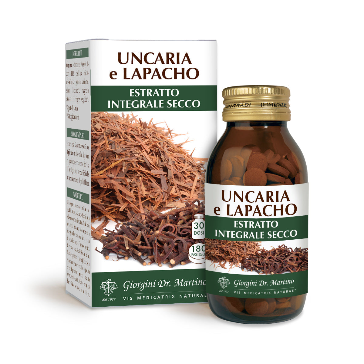 Dr Giorgini Uncaria och Lapacho torrt hela extrakt 180 tabletter à 500 mg