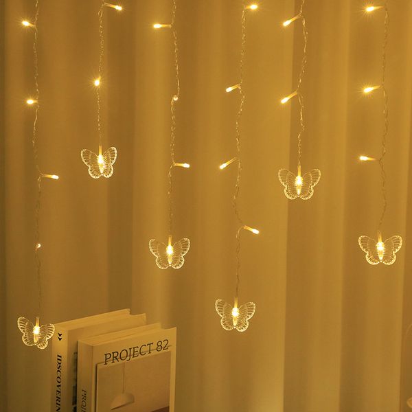 led butterfly ice strip lights indoor decoration curtain lights living room ambient flashing lights low voltage color lights string snowflak