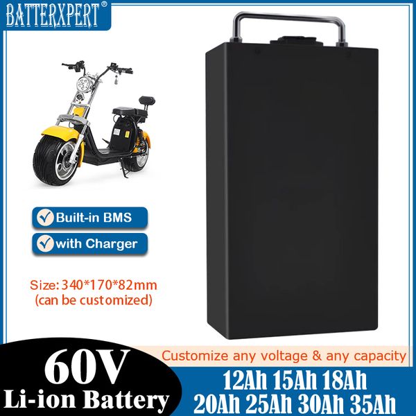 Bateria de íon de lítio com BMS 60V 20AH 25AH 30AH 12AH 15AH 18AH Conector especial para Scooter de Bicicleta X7 X8 X9 com carregador