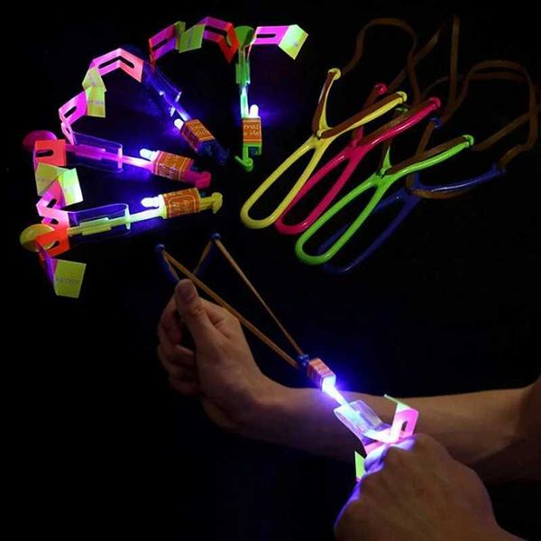 LED Swords-Guns Novelty slingshot helicopter arrows children light up flying toys summer outdoor games Regalos Invitados Cumpleanos baby H24