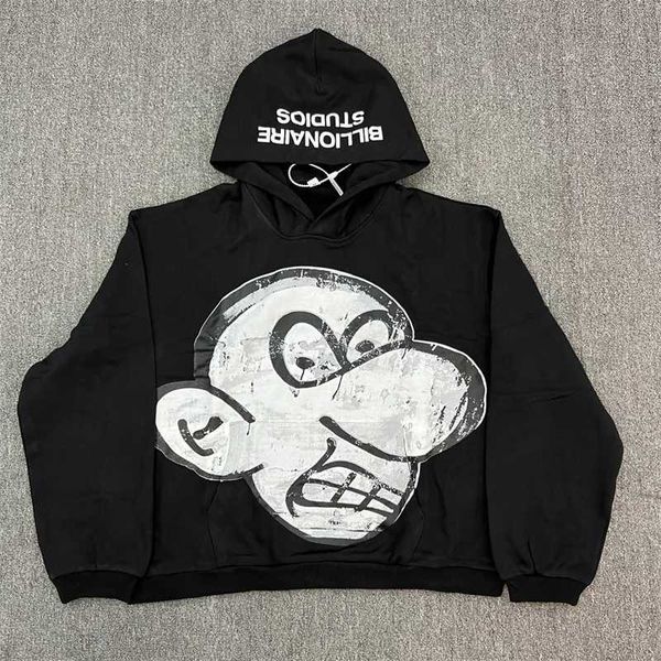 Men&#039;s Hoodies Sweatshirts Streetwear Blutosatire Hoodie Y2k Cartoon Pattern Printed Loose Gothic Black Mens Sportswear J250115