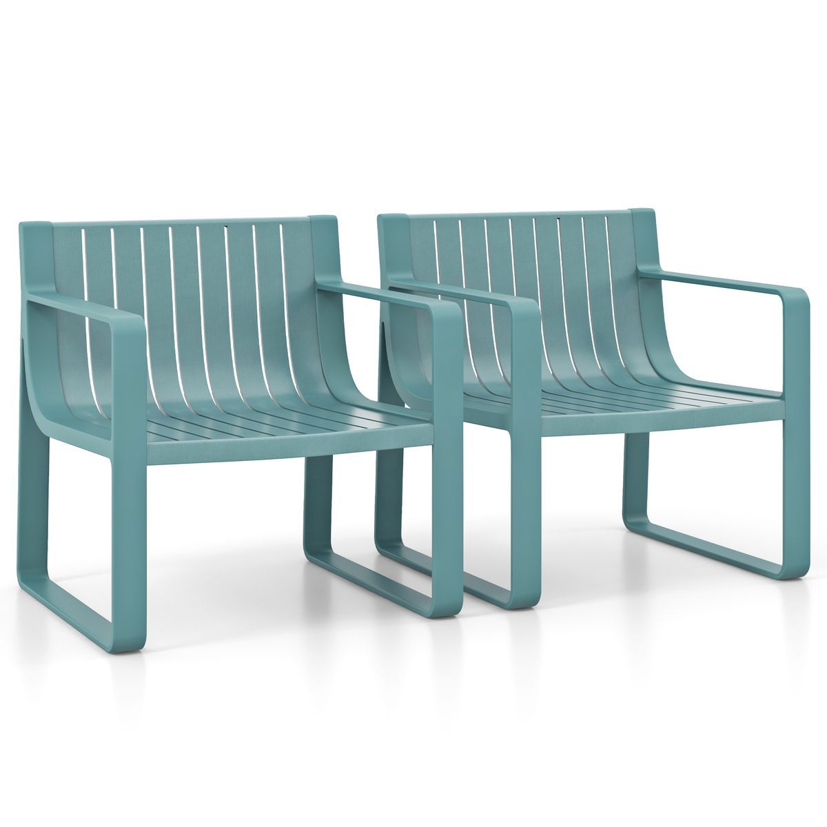 Plastic Outdoor Patio Armchairs (Set of 2 or 4) - Blue Patio Chairs Set-2