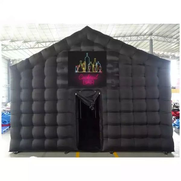 wholesale Giant Custom Portable Black Inflatable Nightclub Cube Party Bar Tent Lighting Night Club For Disco Wedding Event with blower