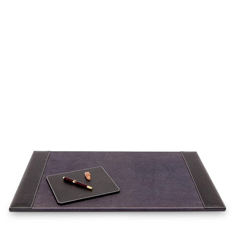 Pigeon & Poodle Larne Black Full Grain Leather Desk Blotter & Square Mouse Pad