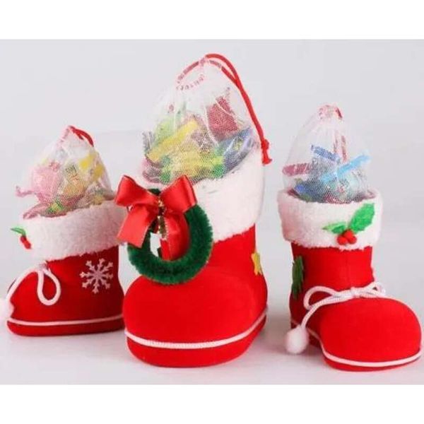 Gift Candy Spirit Christmas Elf Bag Boot Shoes Stocking Holders XMAS Party Decoration Drawstring Filler Bags Pen Holder Holiday Favor S M L