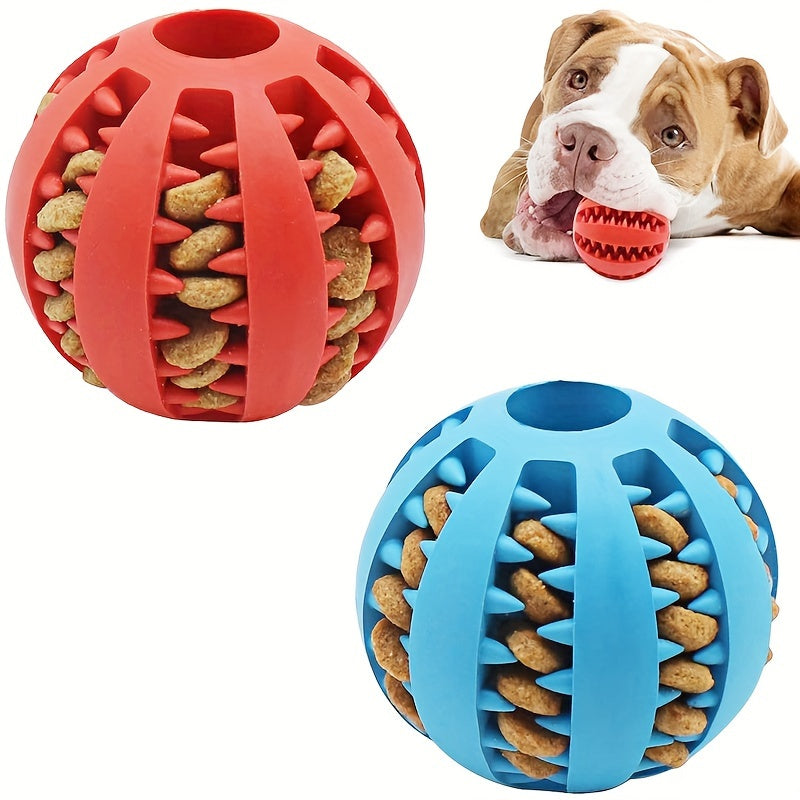 TEMU 2pcs Interactive Dog Ball Toys For All Breeds - Durable Plastic Chew And Teeth Cleaning Pet Toy With Treat Dispenser, Cartoon Design | Funny