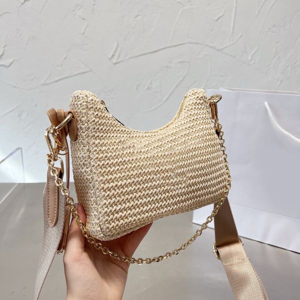 Designer Bags Woven Embroidered Shoulder Re Nylon Hobos Handbag Tote High Quality Crossbody Straw Underarm Bag