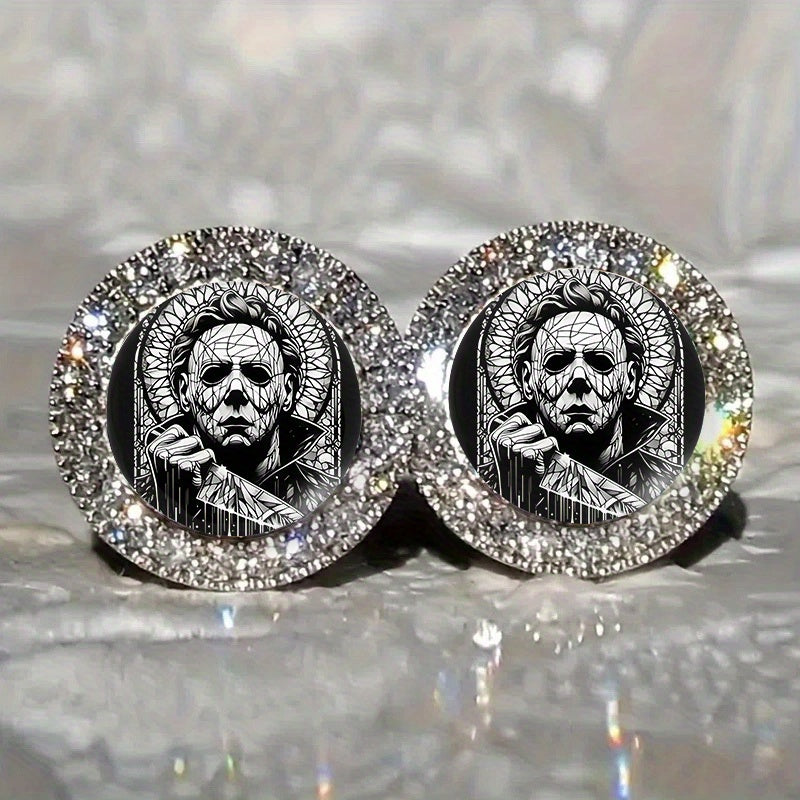 TEMU Shining Black And White Horror Movie Character Portraits, Exquisite Inspiration Jewelry For Fashionable Wear, Ideal Gift And Trendy