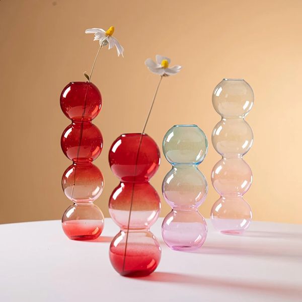 Bubble Glass Flower Vase Decorative Flower Bottle Vase Decoration Home Desktop Vases for Flower Aesthetic Room Decor 241231