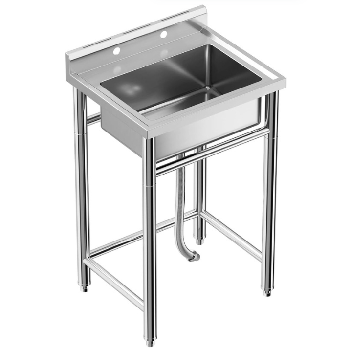 Garvee Utility Sink,24"D x 28"W x 40"H Independent Sink Without Faucet,Adjustable Support Feet,Stainless Steel Sink with Hot & Cold Hoses,Stainless St