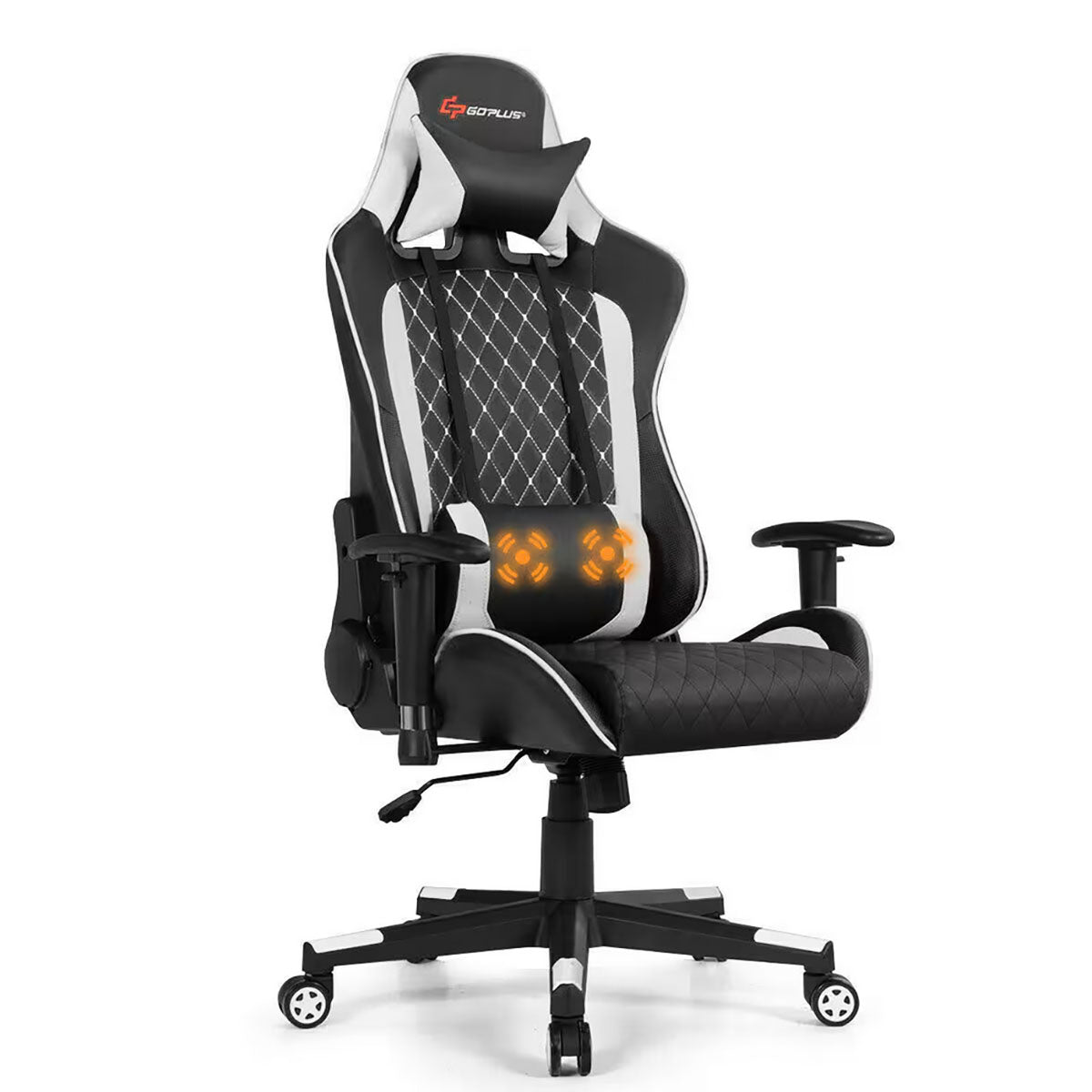 Massage Gaming Chair with Lumbar Support - Goplus Massage Gaming Chair WH