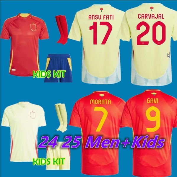 24 25 Spain soccer jerseys MORATA FERRAN KOKE GAVI AZPILICUETA 2024 2025 fans Player football shirts men woman kids kits LLORENTE ANSU FATI