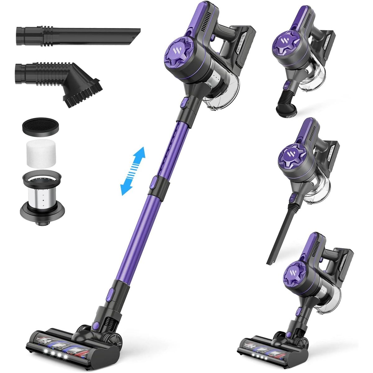 Zoker™ Cordless Stick Vacuum Cleaner with High-Speed Brushless Motor - Purple