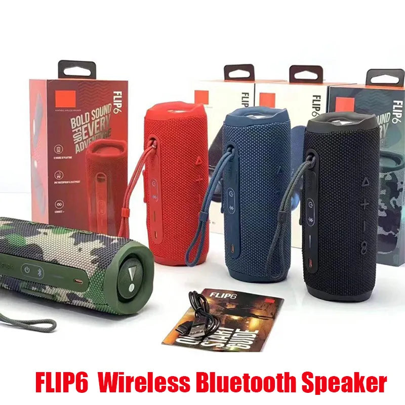 Portable Speakers FLIP 6 Wireless Bluetooth Speaker Mini Portable IPX7 FLIP6 Waterproof Portable Speakers Outdoor Stereo Bass Music Track Independen