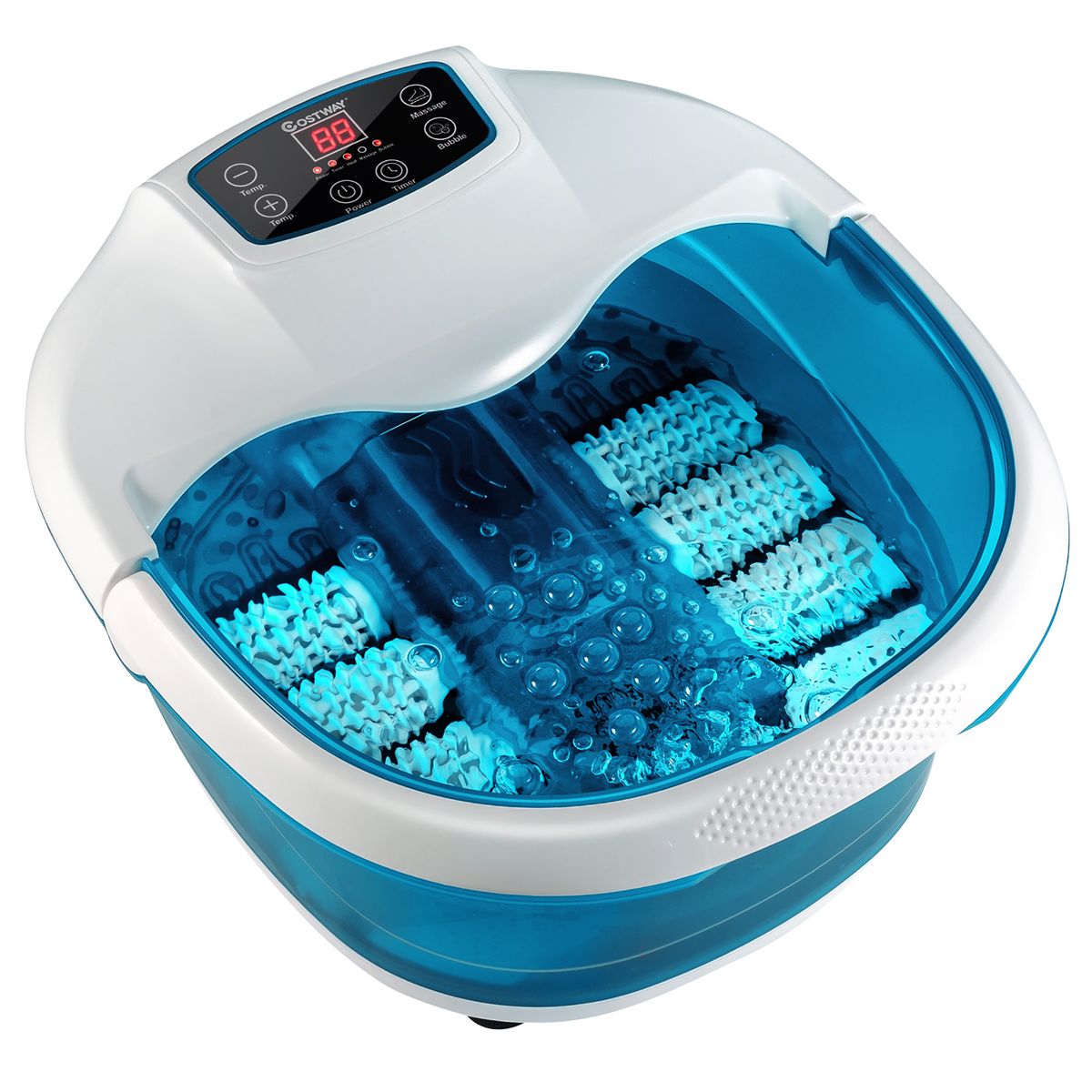 Foot Spa Tub with Bubbles and Electric Massage Rollers - Foot Spa Tub Bl