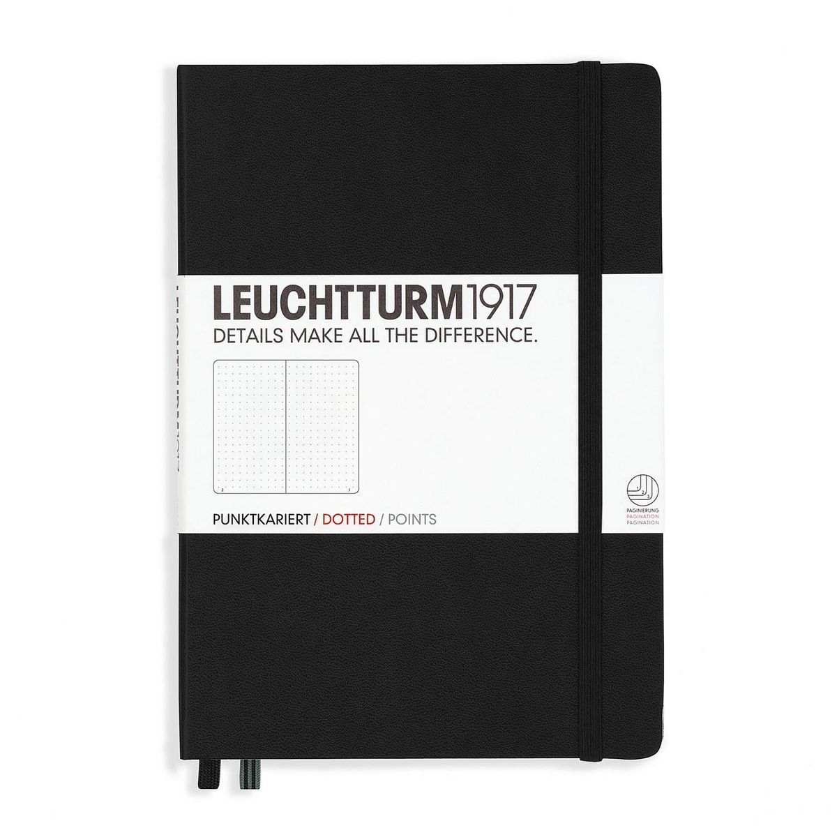 Leuchtturm1917 Medium A5 Dotted Hardcover 249-Page Notebook - Black