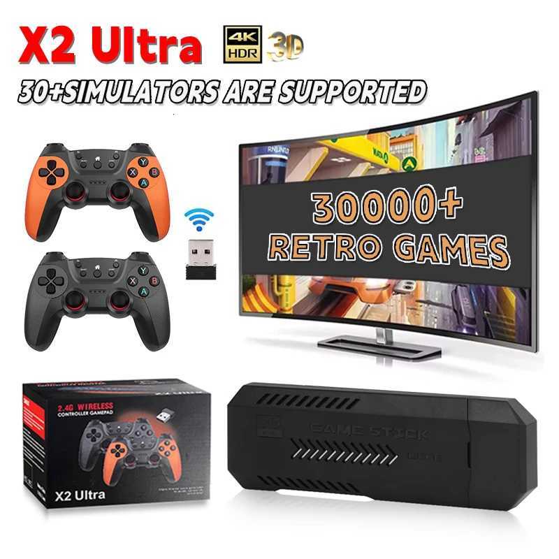 2x 256G 60000 Games 4K Game Player HD Retro Video Game Console Wireless Charging Controller TV 30 Simulators For Kids Gift D250901