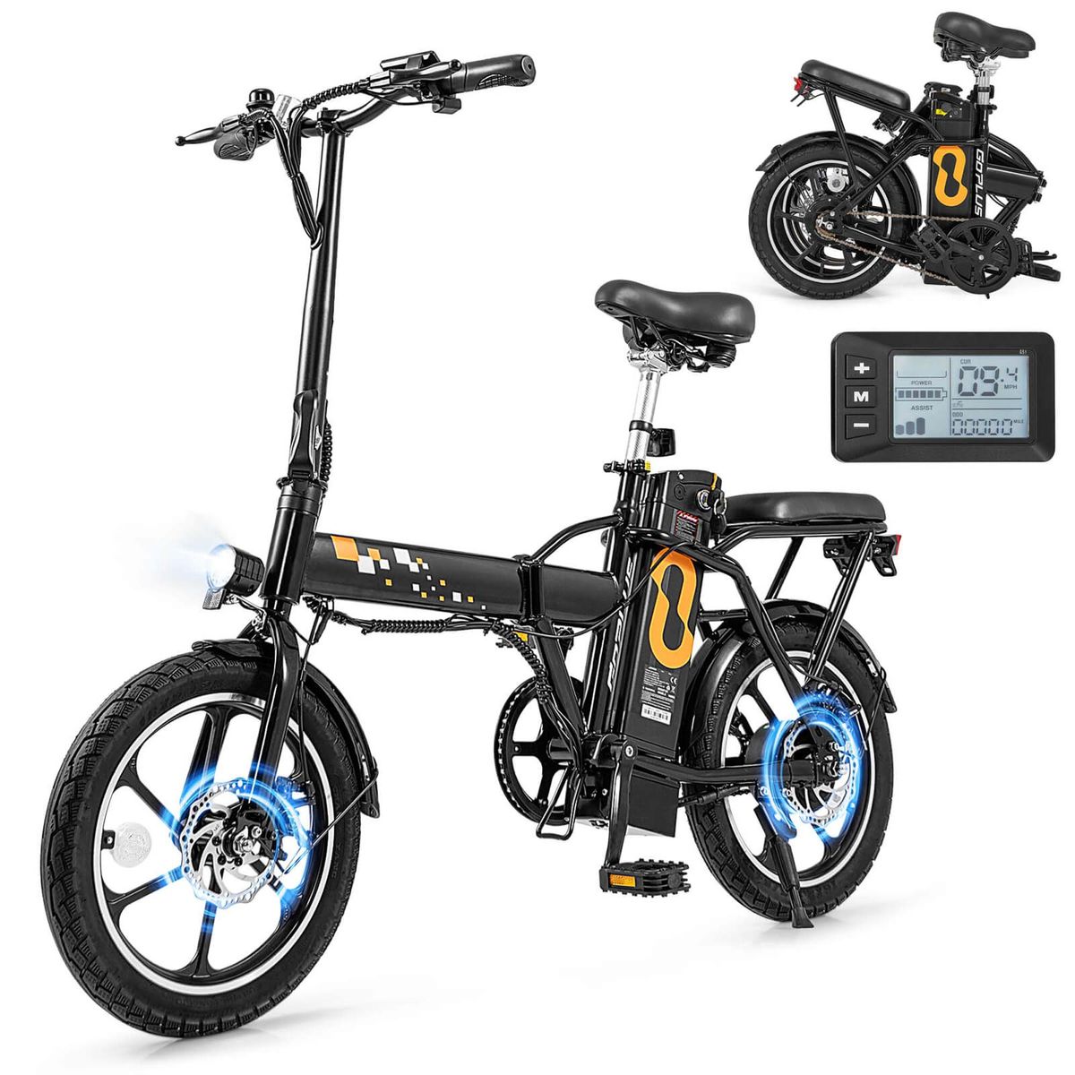 16" Folding Portable Electric Bicycle with 550W Brushless Motor - Folding E-Bike